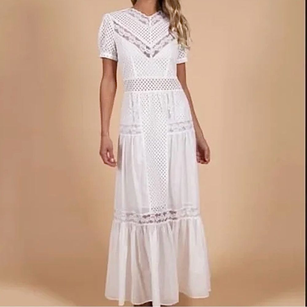 Nightcap Luella White Eyelet Lace Maxi Dress NWT